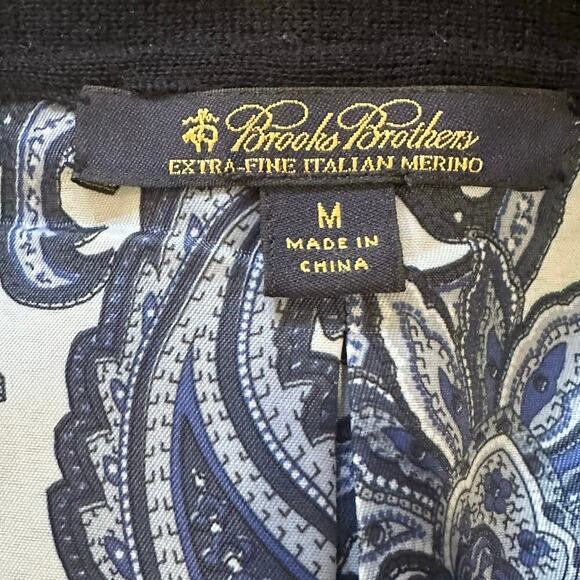 Brooks Brothers Navy Blue Cardigan sz M Italian Merino Wool Cardigan - Picture 8 of 9